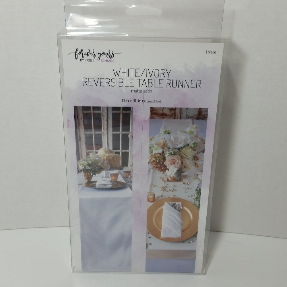 White Ivory Reversible Tablecloth Runner